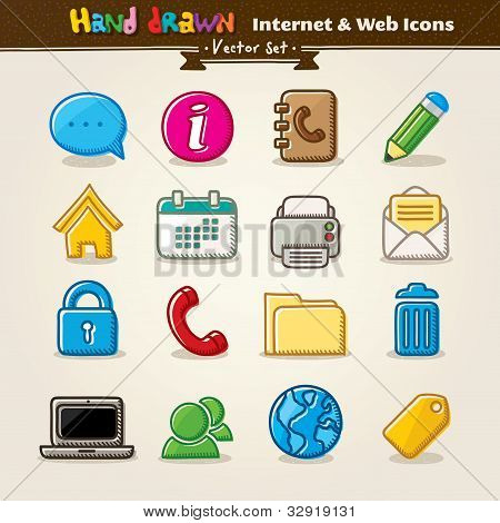 Vector Hand Draw Internet And Web Icon Set