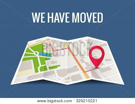 We Have Moved New Office Icon Location. Address Move Change Location Announcement Business Home Map