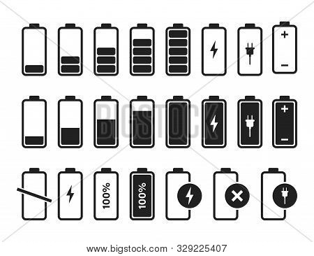 Battery Charger Icon Vector Logo. Isolated Vector Sign Symbol. Battery Charge Full Power Energy Leve