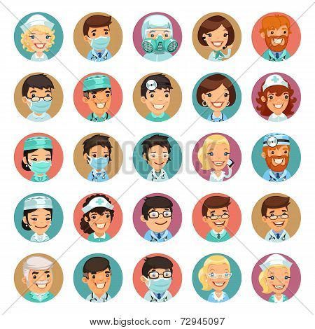 Doctors Cartoon Characters Icons Set3