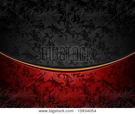 Ornamento vintage rojo y negro, vector