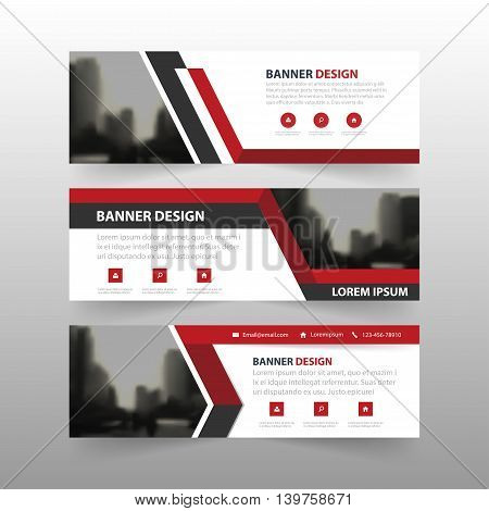 Red black triangle corporate business banner template horizontal advertising business banner layout template flat design set clean abstract cover header background for website design