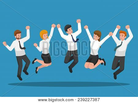 Business People Jumping And Celebrating Victory