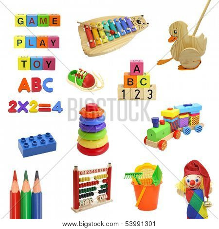 toys collection isolated on white background,cut out,shadeless