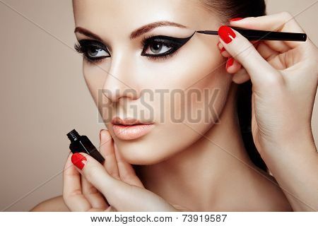 Makeup Artist Applies Eye Shadow