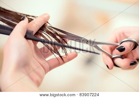 Beautiful woman in hair salon