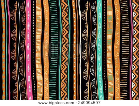 African Background, Flyer With Tribal Traditional Grunge Pattern. Concept Design