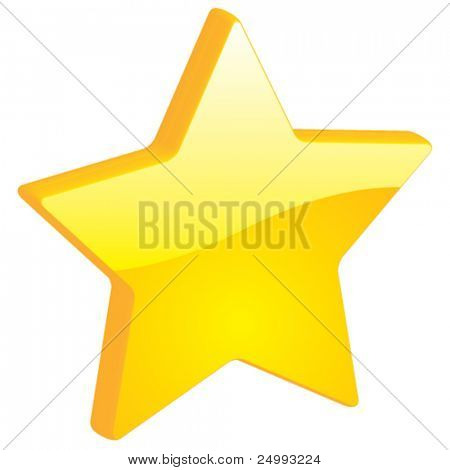 Vector Star, favorieten, Bookmarks - 3D glanzende pictogram