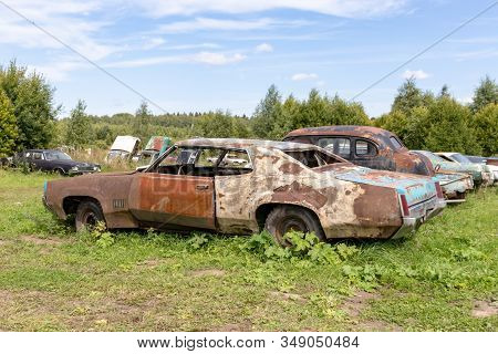 Old Abandoned Rusty Vehicles, Crushed Cars In Scrapyard, Junk Yard Needed To Be Utilised And Reused 