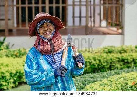 Female Thai gardener