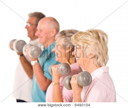 Senior Older People Lifting Weights