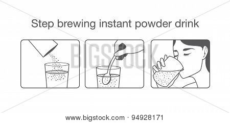 Step to brewing instant powder drink