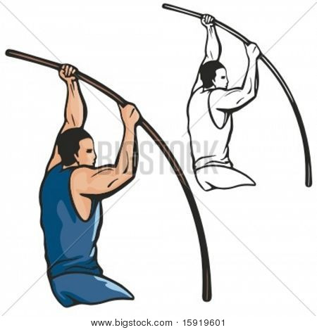 Pole vault athlete. Vector illustration