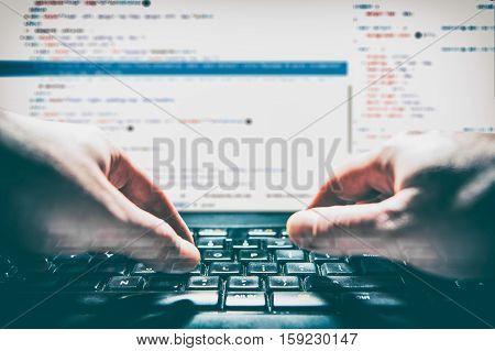 developer development web code tech coding program programming html screen script internet profession dictionary communication occupation identity concept - stock image