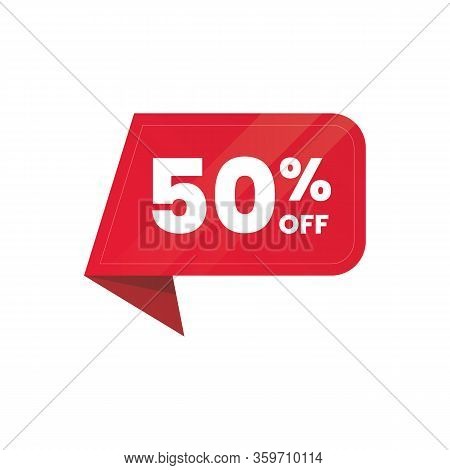 50% Sale Label Collection, Clearance Sale Sticker Emblem, Bargain Sale Red Sign Isolated On White Ba