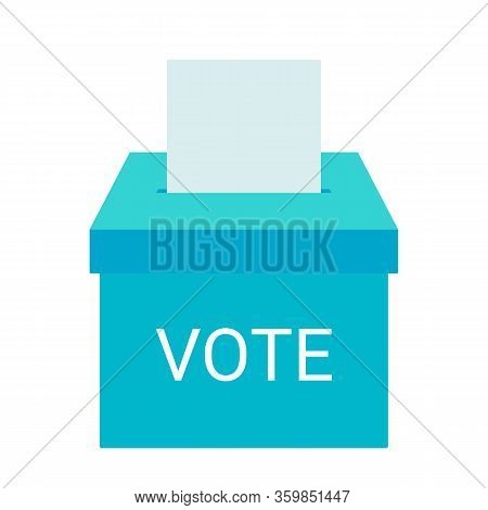 Voting Box And Voters Choose. Put Ballot Paper In Ballot Box. Online Electronic Voting And Election 