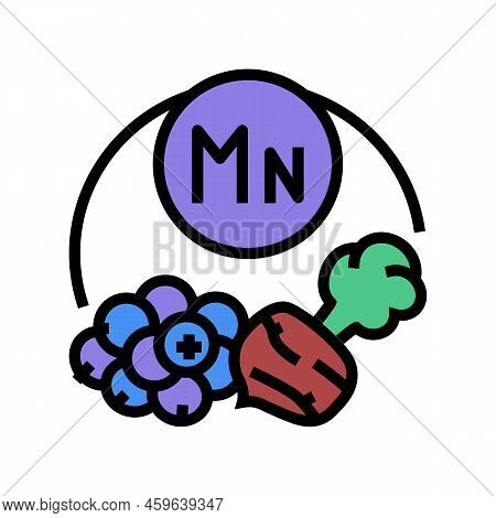 Mn Vitamin Color Icon Vector. Mn Vitamin Sign. Isolated Symbol Illustration