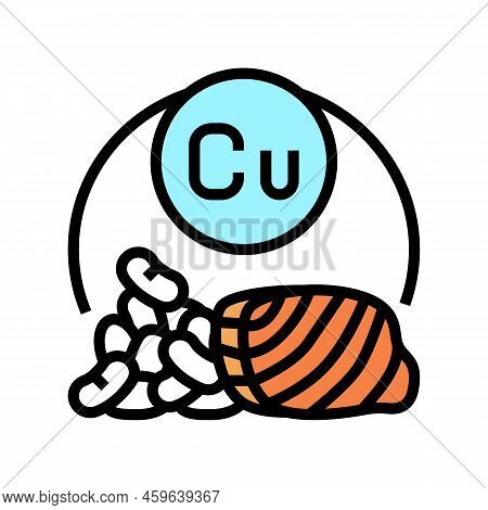 Cu Healthy Vitamin Color Icon Vector. Cu Healthy Vitamin Sign. Isolated Symbol Illustration