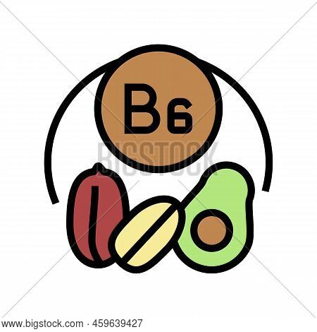 B6 Vitamin Color Icon Vector. B6 Vitamin Sign. Isolated Symbol Illustration