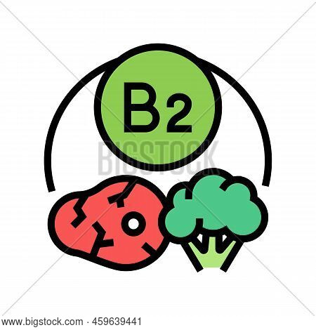 B2 Vitamin Color Icon Vector. B2 Vitamin Sign. Isolated Symbol Illustration