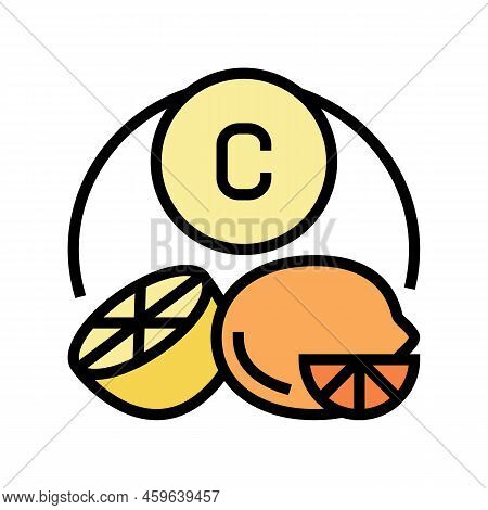 C Vitamin Citrus Color Icon Vector. C Vitamin Citrus Sign. Isolated Symbol Illustration