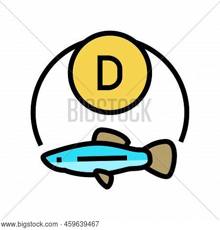 D Vitamin Fish Color Icon Vector. D Vitamin Fish Sign. Isolated Symbol Illustration