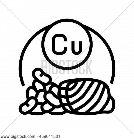 Cu Healthy Vitamin Line Icon Vector. Cu Healthy Vitamin Sign. Isolated Contour Symbol Black Illustra