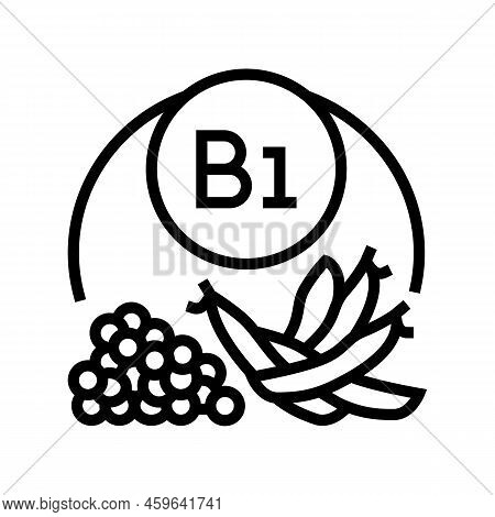 B1 Vitamin Line Icon Vector. B1 Vitamin Sign. Isolated Contour Symbol Black Illustration