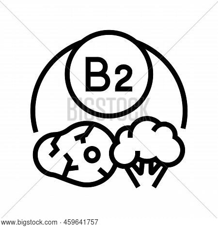 B2 Vitamin Line Icon Vector. B2 Vitamin Sign. Isolated Contour Symbol Black Illustration