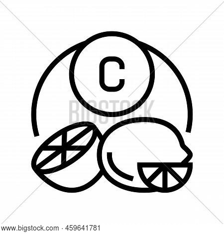 C Vitamin Citrus Line Icon Vector. C Vitamin Citrus Sign. Isolated Contour Symbol Black Illustration