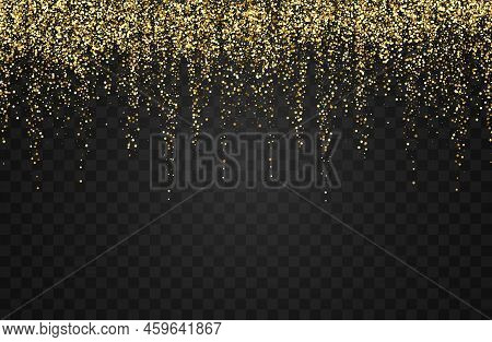 Golden Glitter Light Up Vector Background With Falling Glitter Dust. Abstract Background Texture Gol