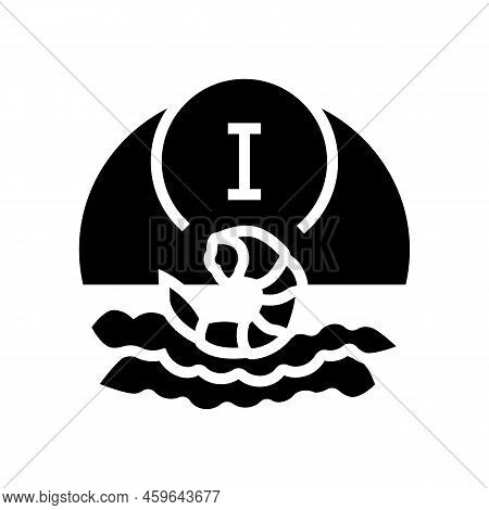 I Seafood Vitamin Glyph Icon Vector. I Seafood Vitamin Sign. Isolated Symbol Illustration