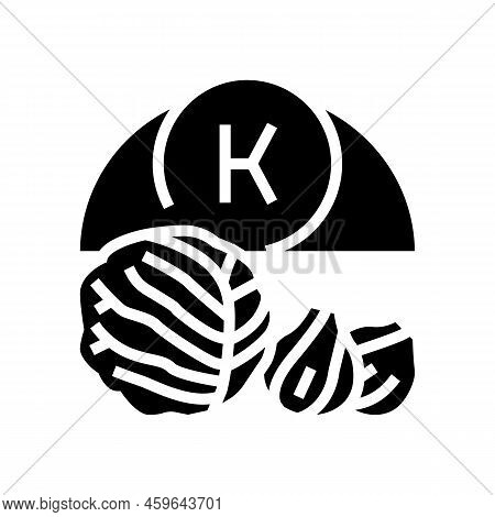 K Vitamin In Vegetable Glyph Icon Vector. K Vitamin In Vegetable Sign. Isolated Symbol Illustration