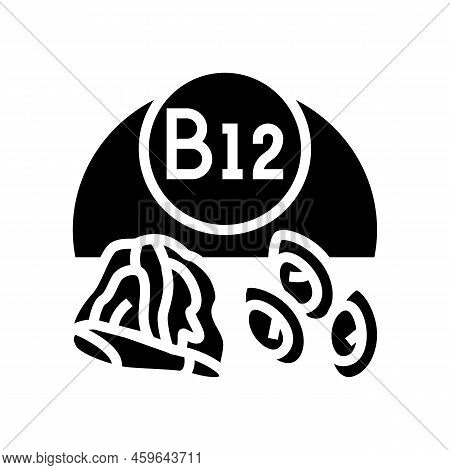 B12 Vitamin Glyph Icon Vector. B12 Vitamin Sign. Isolated Symbol Illustration