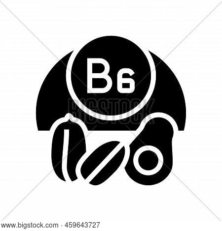 B6 Vitamin Glyph Icon Vector. B6 Vitamin Sign. Isolated Symbol Illustration