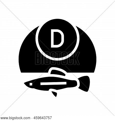 D Vitamin Fish Glyph Icon Vector. D Vitamin Fish Sign. Isolated Symbol Illustration