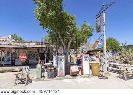 Hackberry, Usa - May 25, 2022:  Petrol Station At Hackberry General Store  In Hackberry , Arizona, U