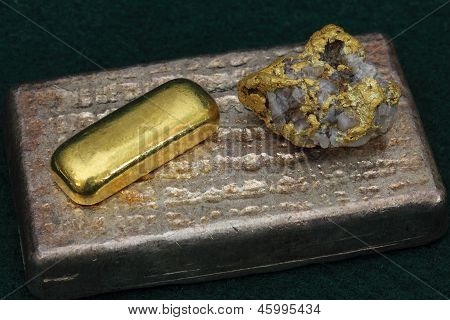 Gold und Silber Barren - natürliche Gold/Quarz-Probe