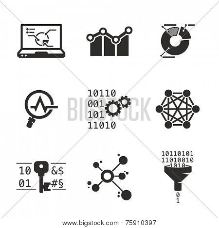 Data mining and Analytic | Grayscale icons set