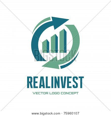 Real Invest - vector logo concept. Business finance logo. Business economic logo. Arrows and infogra