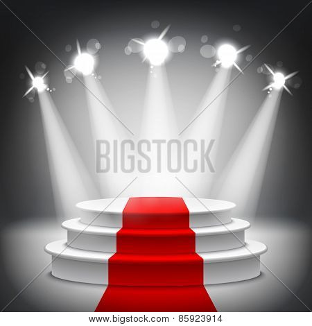 Illuminated Stage Podium Red Carpet Award Ceremony Vector