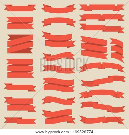 Flat design ribbons and banners vector template design elements icon set.