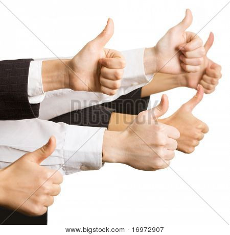 Businesspeople hands showing okay sign