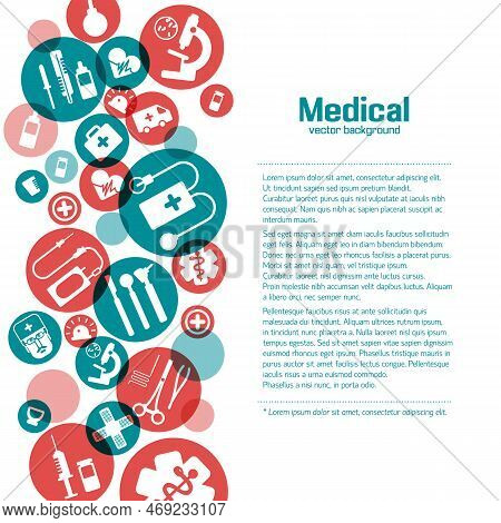 Medical Science Poster With Icons In Red And Green Circles On White Background Vector Illustration