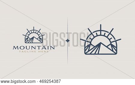 Rocky Mountain. Mountain Hilltop Nature Landscape. Universal Creative Premium Symbol. Vector Sign Ic