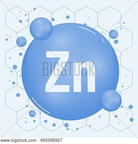 Zinc, Zn Minerals For Health. Mineral Vitamin Complex. Medical And Dietary Supplement Health Care Co