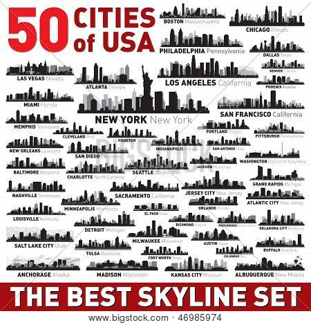 De beste Vector City Skyline silhouetten Set