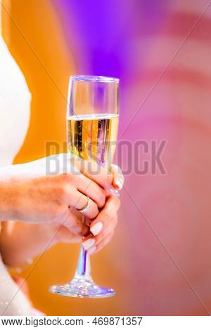 Aesthetic Shot Of Woman In White Clothes Holding Glass Of Wine