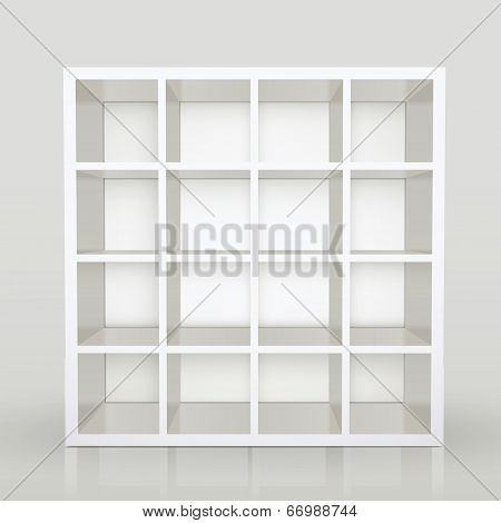 Empty Shelves, Blank Bookcase Library