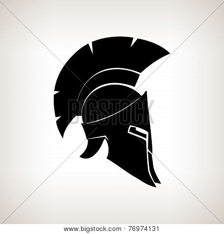 Silhouette Helmet On A Light Background, Vector Illustration